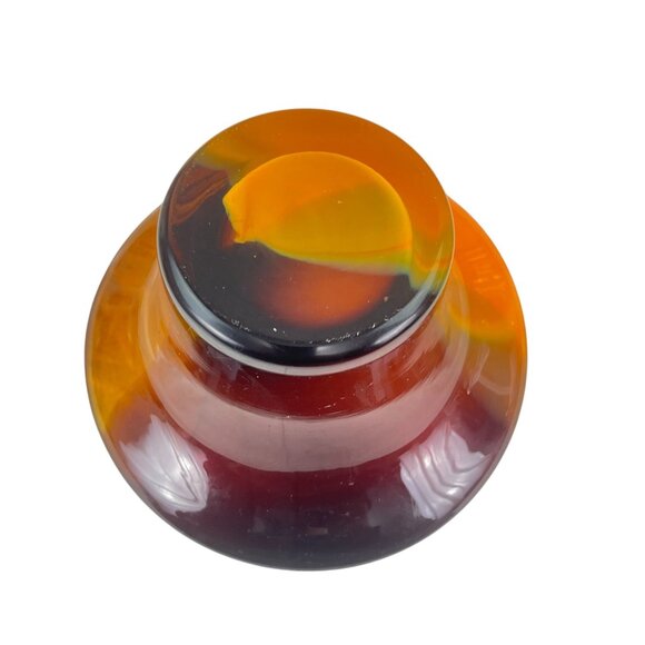 Stunning Murano Mid Century Handblown Glass Vase In Vibrant Amber Burgundy Ombre - Picture 3 of 12